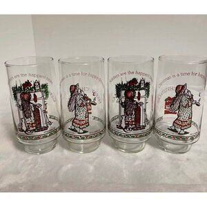 Vintage Holiday Coca-Cola Drinking Glasses Set of 4